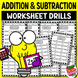 Addition & Subtraction Worksheet Drills - Get Ready for 20