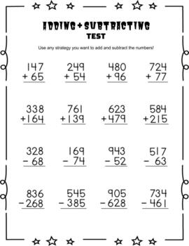 Preview of Addition/Subtraction Worksheet or Assessment