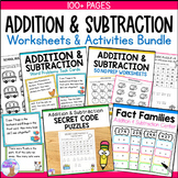 Addition & Subtraction Worksheets & Centers Bundle