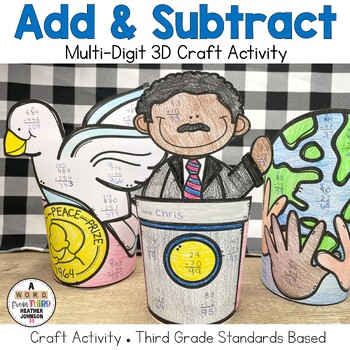 Preview of Addition & Subtraction Wrap Craft Martin Luther King: With & Without Regrouping