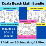 Addition, Subtraction, and Both Koala Theme Coloring Math 