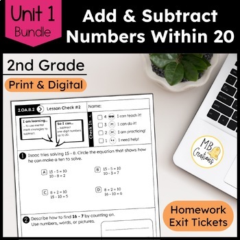 Preview of 2nd Grade Addition, Subtraction, and Data Graphs Worksheets Unit 1 iReady Math