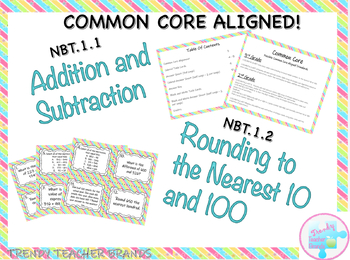 Preview of Addition, Subtraction, and Rounding Within 1,000 Task Cards