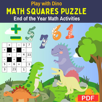 Preview of Addition & Subtraction math square puzzle - End of Year & Summer Math Activity