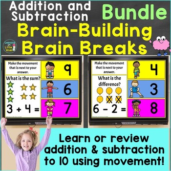 Preview of Addition & Subtraction to 10 with Brain Breaks Bundle Digital Google PowerPoint