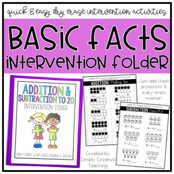 Preview of Addition & Subtraction to 20 Intervention or Extra Practice Folder