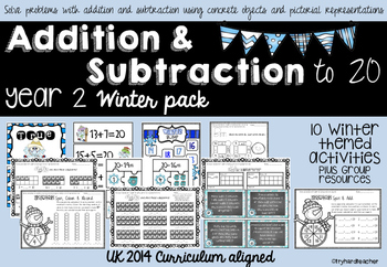 Preview of Addition & Subtraction to 20  Winter Pack UK Curriculum 2014