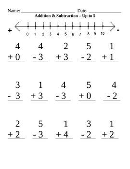 Preview of Addition & Subtraction up to 5