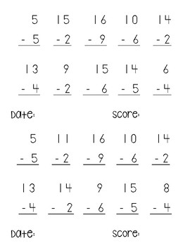 Addition & Subtraction with 20 - Progress Monitors by School House Spirit