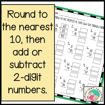 Addition & Subtraction with Rounding to Nearest Ten: 2 Pages | TPT