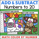Addition and Subtraction within 20 Color by Number Colorin