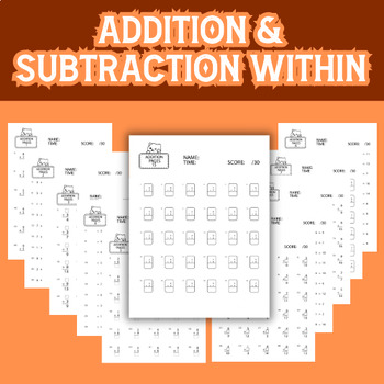 Preview of Addition & Subtraction within Worksheets Math Fact Fluency Practice
