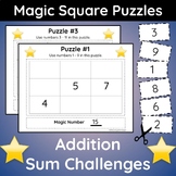 Addition Magic Square Math Puzzles: Critical Thinking for 