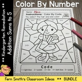 Addition Sums to 5 Color By Number For Math Remediation Bundle