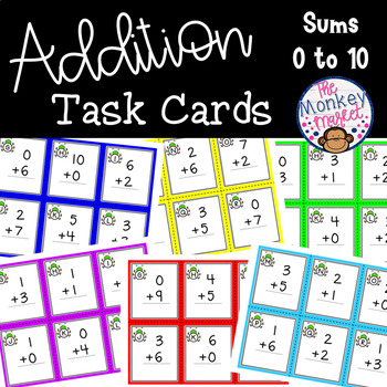Preview of Addition Task Cards Sums to 10