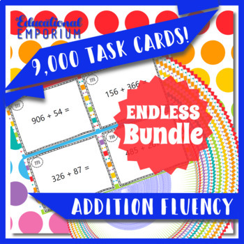 Preview of Addition Task Cards ENDLESS Bundle of Addition Practice