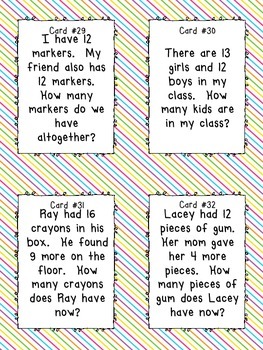 Addition Task Cards {Facts 0 - 20} by Third Grade Rock Star | TPT