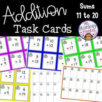Preview of Addition Task Cards Sums to 20