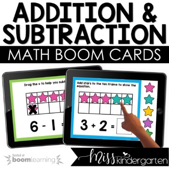 Preview of Kindergarten Math Addition and Subtraction Centers Boom Cards™ Digital Resources