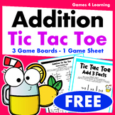 Free Tic Tac Toe Addition Games for Math Fact Fluency - Pr