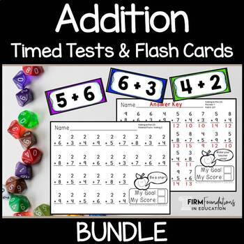Preview of Addition Timed Tests & Flash Cards Bundle - Adding Within 20- Math Fact Fluency