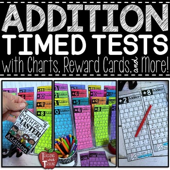 Preview of Addition Timed Tests & Rewards for Math Fact Fluency 0-12 {with Counting Dots}