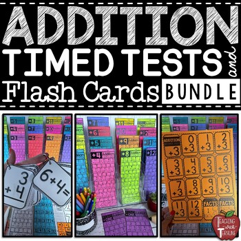 Preview of Addition Timed Tests and Flash Cards BUNDLE for Math Fact Fluency