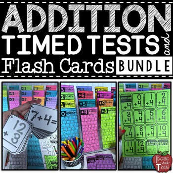 Preview of Addition Timed Tests and Flash Cards BUNDLE (with Counting Dots on the Numbers)