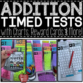 Preview of Addition Timed Tests for Math Fact Fluency 0-12 - Addition Assessments & Rewards