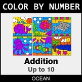 Addition Up to 10 - Color By Number / Coloring Pages - Ocean
