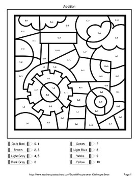 Addition Up to 10 - Color By Number / Coloring Worksheets - Farm by