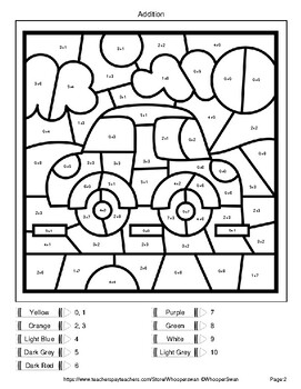 addition up to 10 color by number coloring worksheets transportation