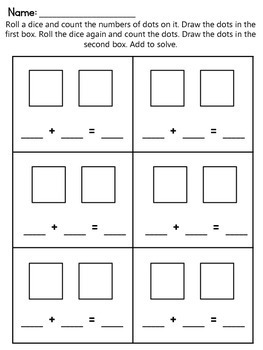 Addition Within 10 Worksheets Using Dice by Learning Juniors | TpT