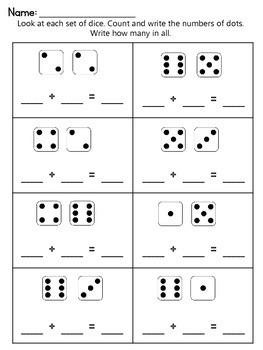 addition within 10 worksheets using dice by learning juniors tpt