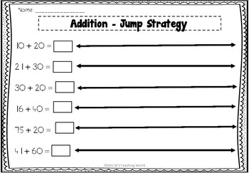 addition using the jump strategy by mrs chocolate cupcake tpt