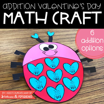Preview of Addition Valentine's Day Math Craft