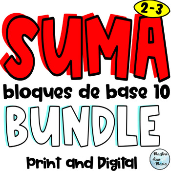 Preview of Addition With Base Ten Blocks in Spanish - Suma con bloques de base 10