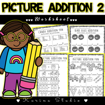 Preview of Addition With Pictures 2 / Picture Addition - Worksheets-