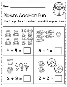 Addition With Pictures - Worksheets by Play with Sean | TPT