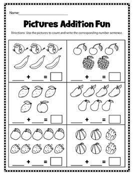 Addition With Pictures Worksheets (Adding up to 10) - Free | TPT