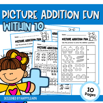 Preview of Addition With Pictures Worksheets | Addition to 10 with pictures