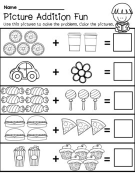 Addition With Pictures - Worksheets - Free by Karina Studio | TpT