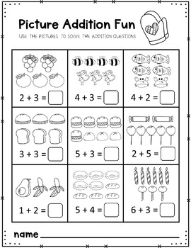 Addition With Pictures - Worksheets Free by The Blue Sky | TPT