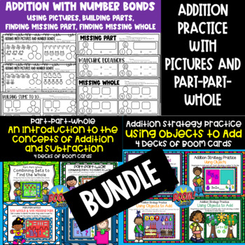Preview of Addition With Pictures and Part-Part-Whole BUNDLE with Printables and BOOM CARDS