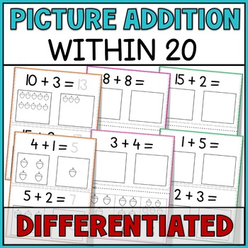 Preview of Addition With Pictures to 20 Differentiated - Special Education Math