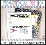 First Grade Digital Exit Tickets - Addition Within 10