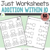 Addition Within 10 Worksheets for First Grade