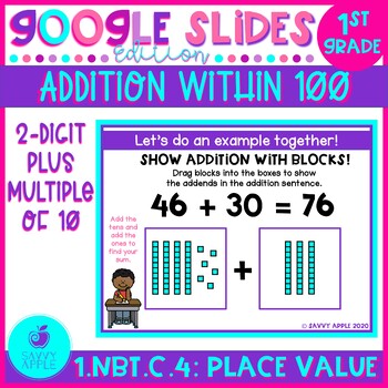 Preview of Addition Within 100 - 2 Digit + Multiple of 10 - Google Slides Distance Learning