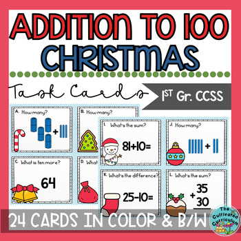 Preview of Addition Within 100 Task Cards Christmas