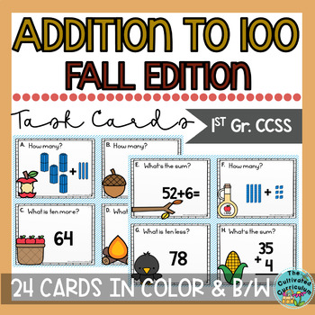 Preview of Addition Within 100 Task Cards Fall